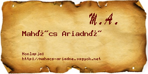 Mahács Ariadné névjegykártya